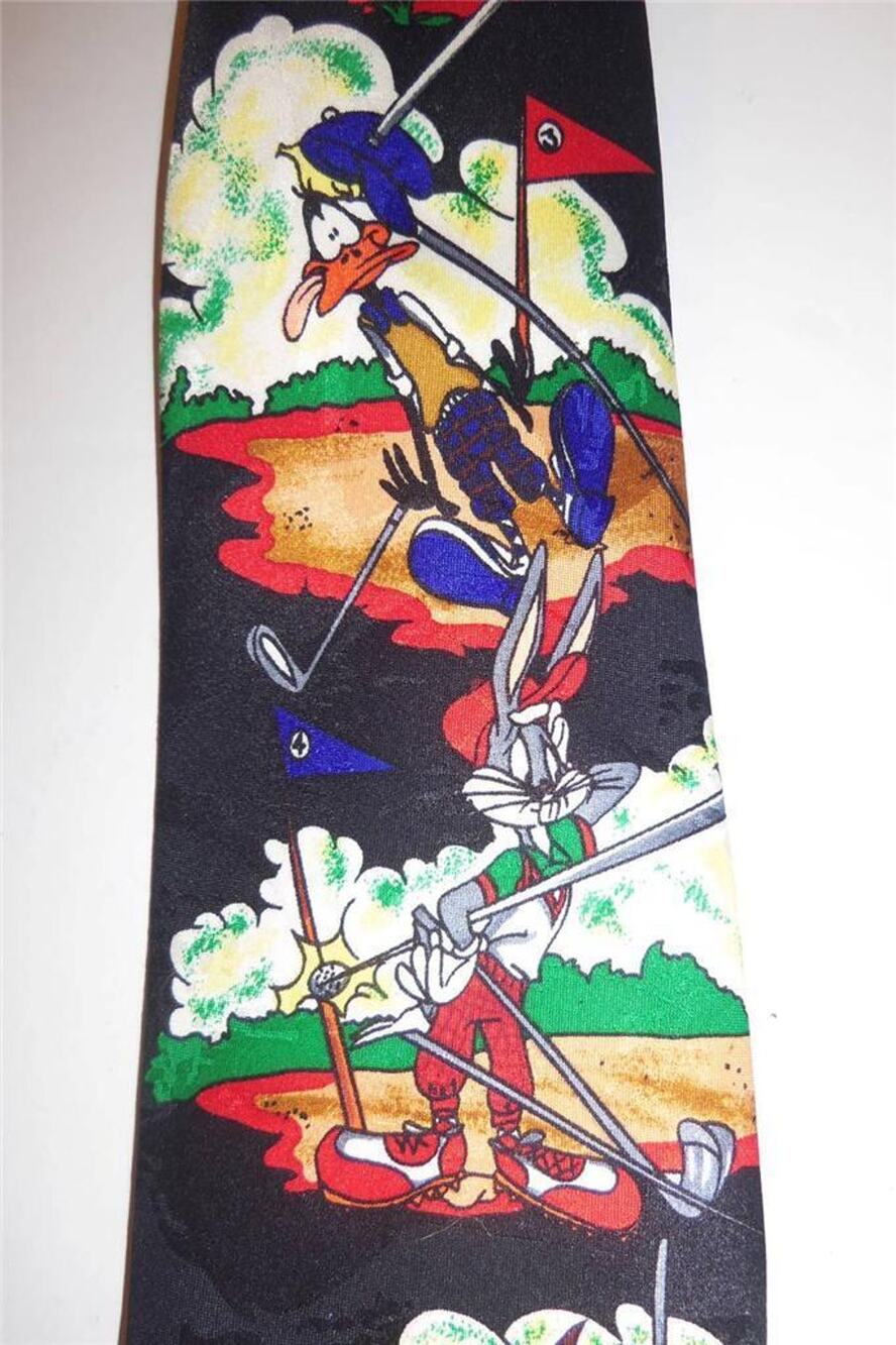 Looney Tunes Mania Neck Tie Warner Bros Golf Daffy Duck Bugs Bunny Taz -071401